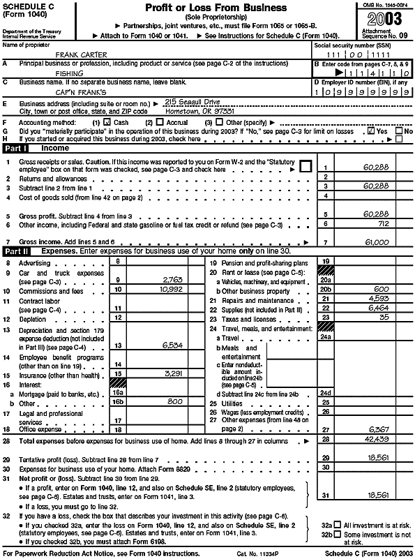 Schedule C, Page 1