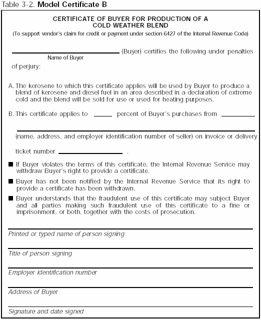 Model Certificate B