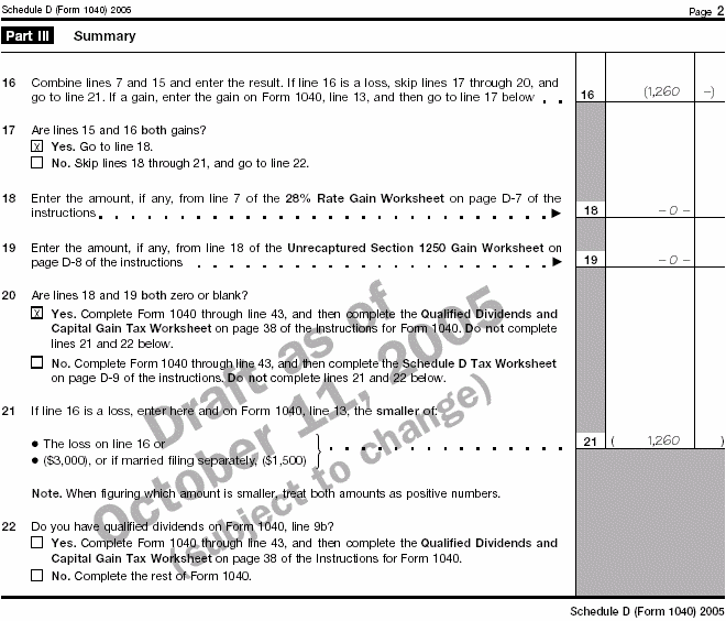 Schedule D (Form 1040) Capital Gaines and Losses 2005, Page