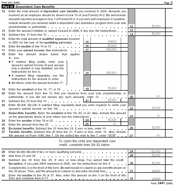 Page 2 of Form 2441 for Joan Thomas