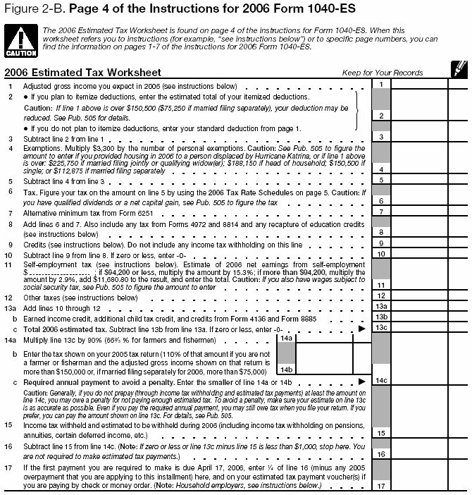 Fig. 2-B. 2006 Estimated Tax Worksheet