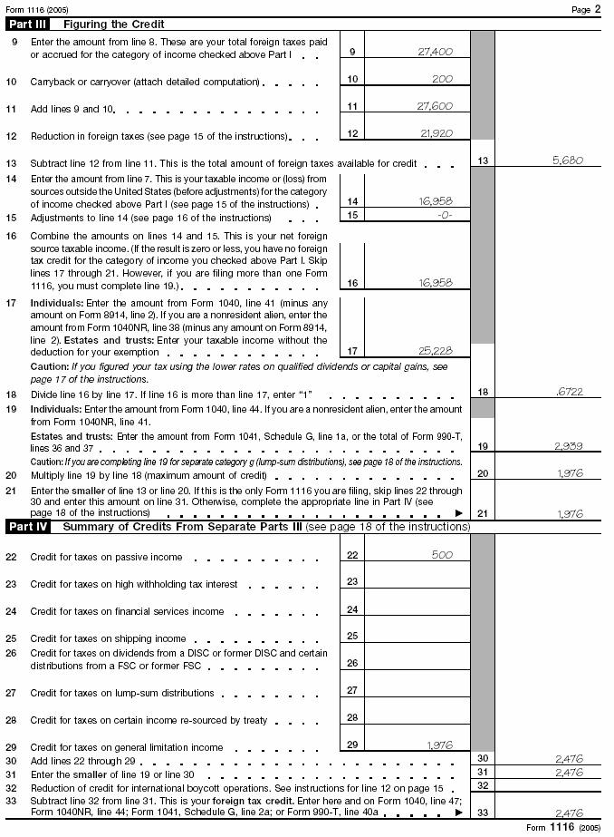 Form 1116, page 2 for Robert Smith 