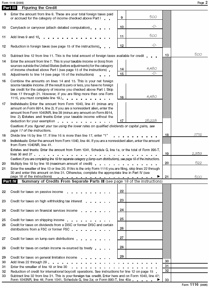 Form 1116, page 2 for Robert Smith 