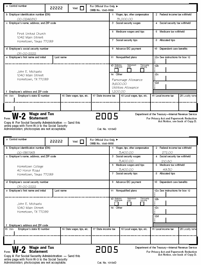 Forms W-2, (2) for John E. Michaels 