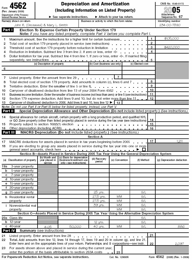 Form 4562 for John R. Smith