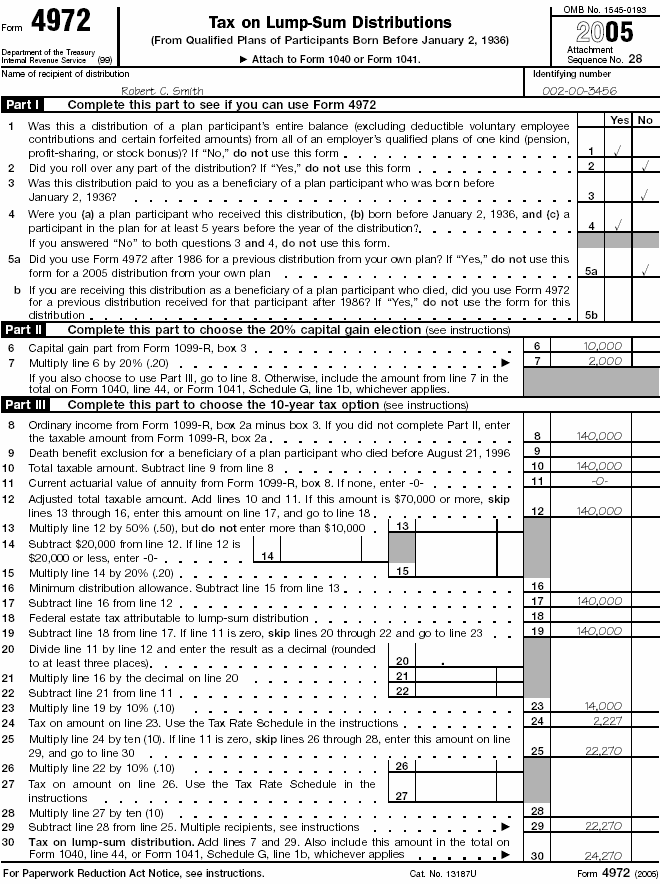 Page 1 of illustrated Form 4972 for Robert Smith