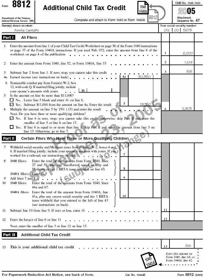 Filled-in Form 8812