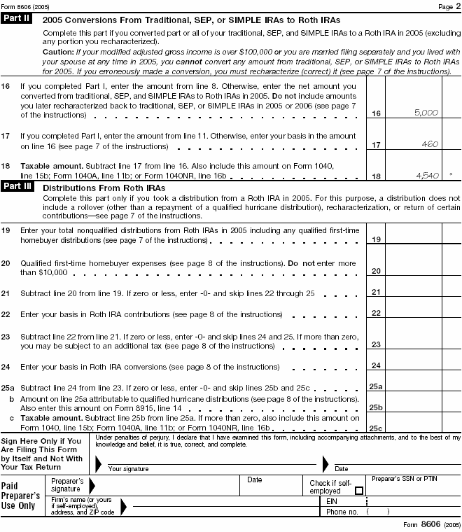 Form 8606 - Page 2 - Rose Green