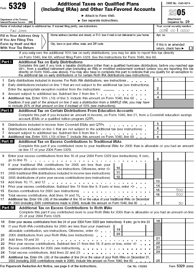 Form 5329, page 1 Paul Jones