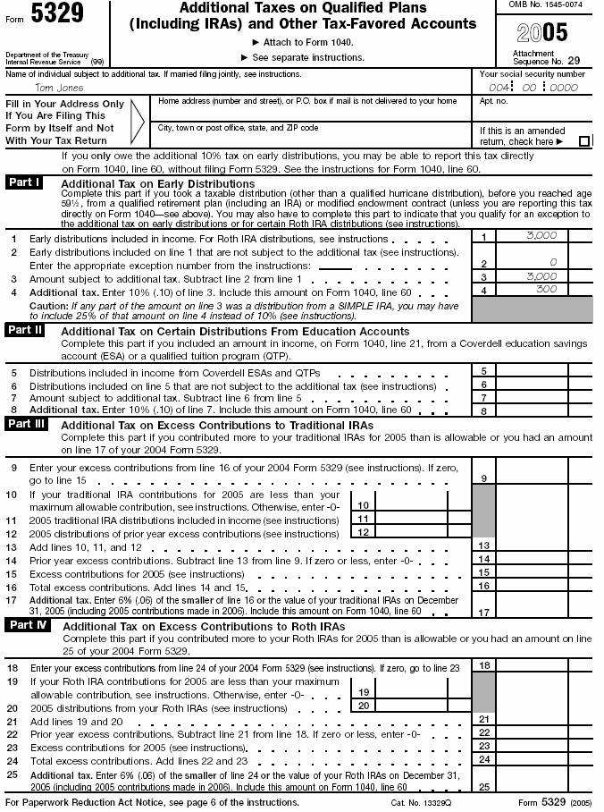 Form 5329, page 1 Tom Jones