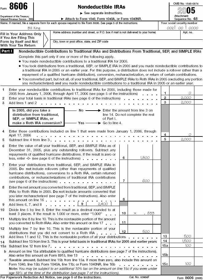  Form 8606 - Bill King $100