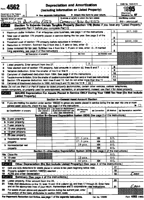 Sample Form 4562