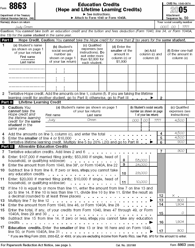 Form 8863 for Jim Grant