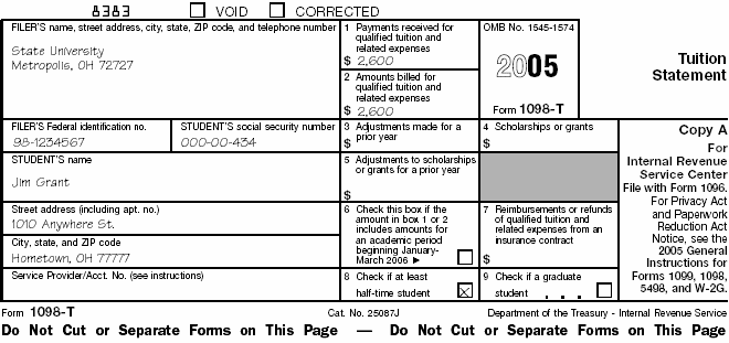 Form 1098-T jim Grant