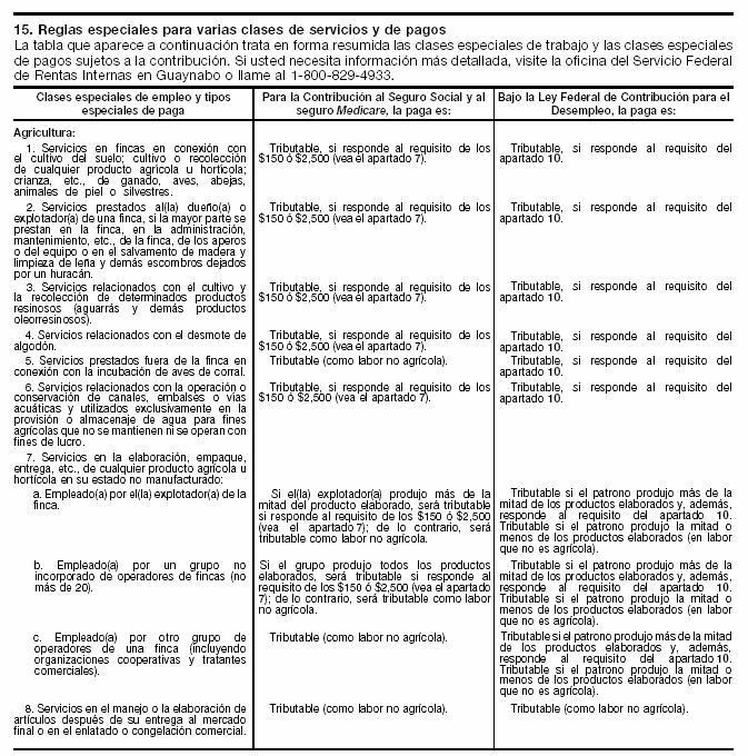 15. Reglas especiales para varias clases de servicios y de pagos - página 14