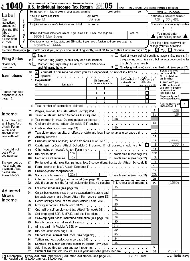 Form 1040, page 1