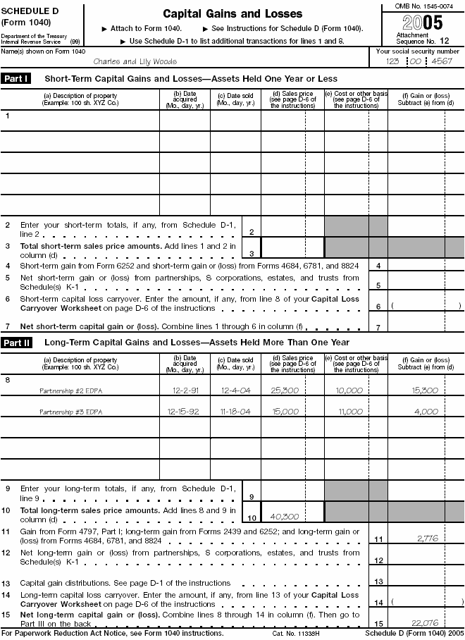 Schedule D (Form 1040), page 1 