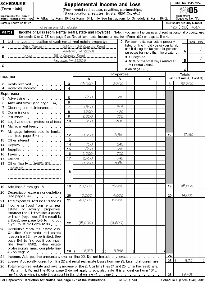 Schedule E (Form 1040), page 1 