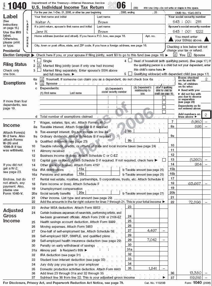 Form 1040 U.S. Individual Income Tax Form