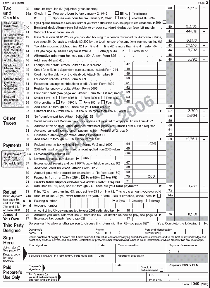 Form 1040 - page 2