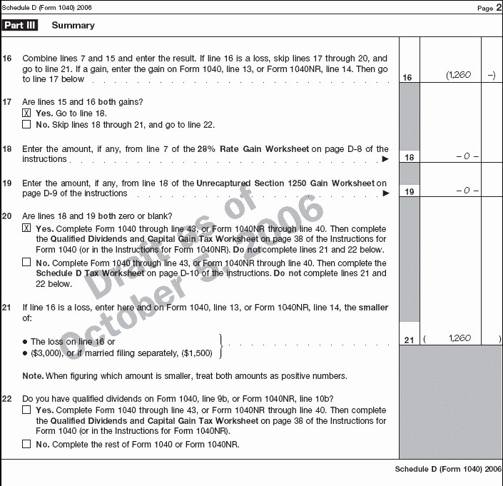 Schedule D (Form 1040) Capital Gaines and Losses 2005, Page