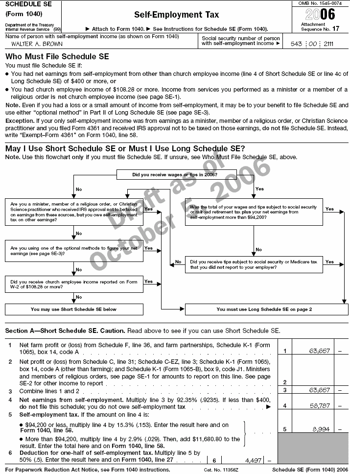 Schedule SE (Form 1040) - page 1