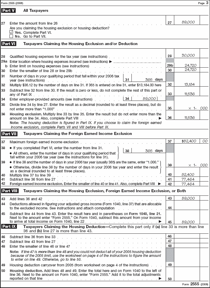 Form 2555, page 3 for James Adams