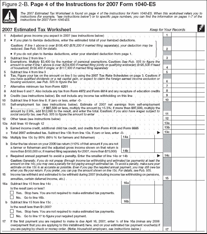 Fig. 2-B. 2006 Estimated Tax Worksheet