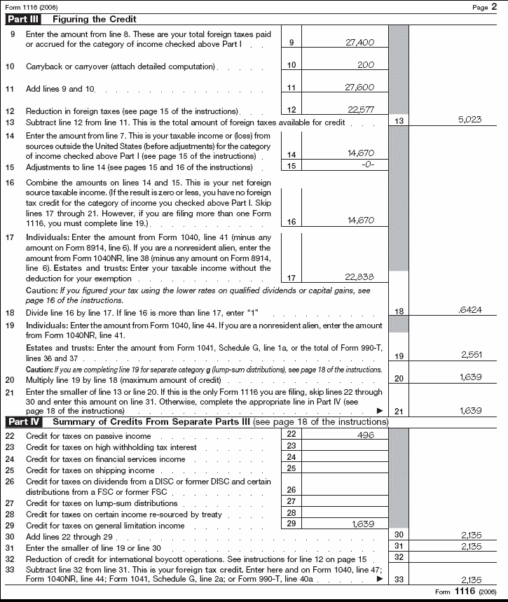 Form 1116, page 2 for Robert Smith 