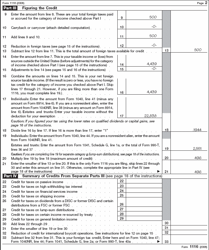 Form 1116, page 2 for Robert Smith 