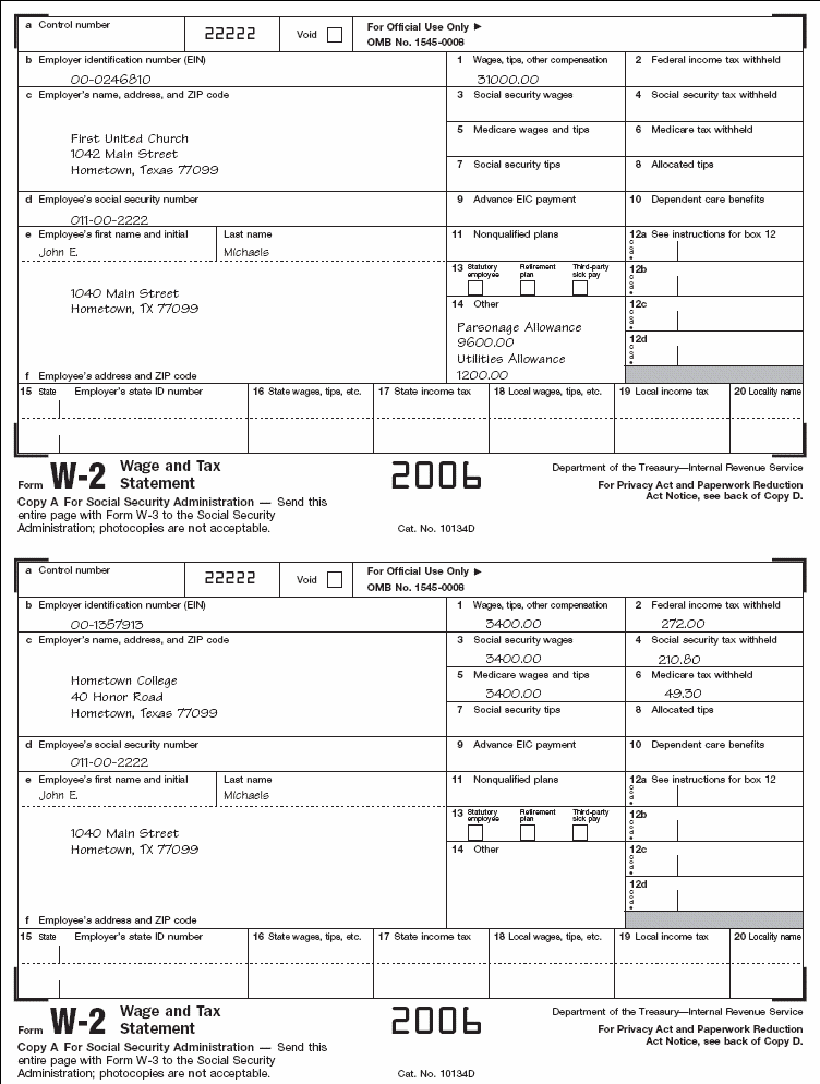 Forms W-2, (2) for John E. Michaels 