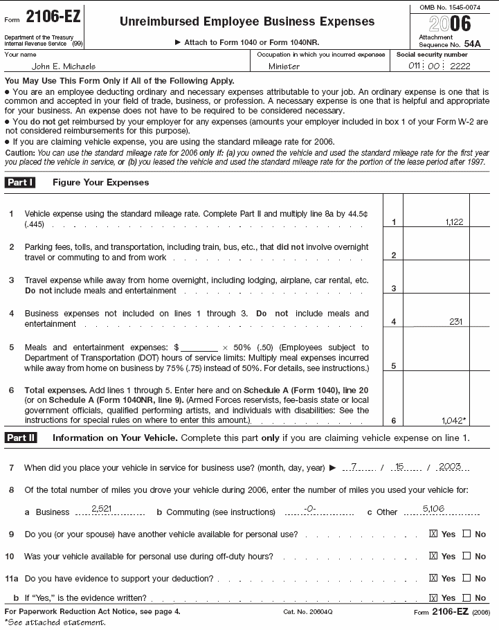 Form 2106-EZ 