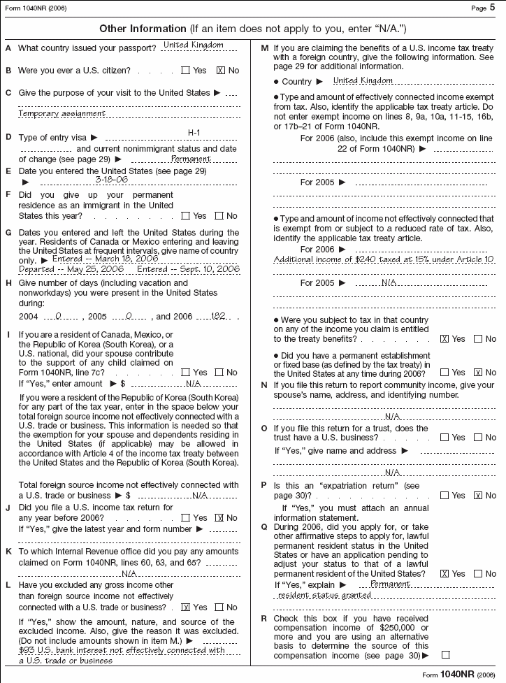 Form 1040NR pg 5