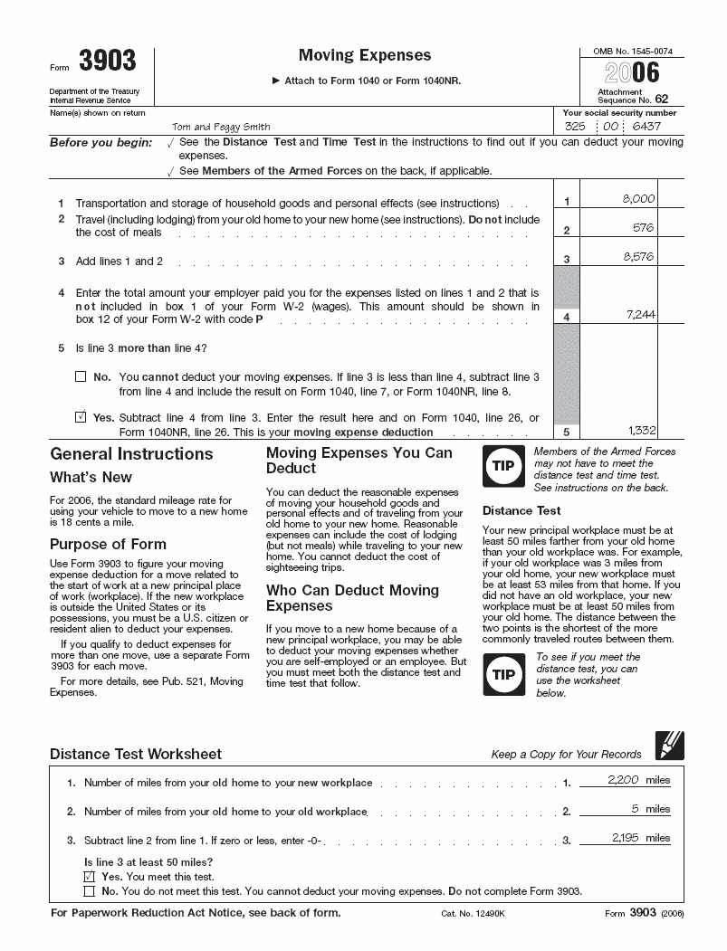 Form 3903--Smith