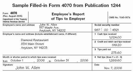 Filled-in Form 4070