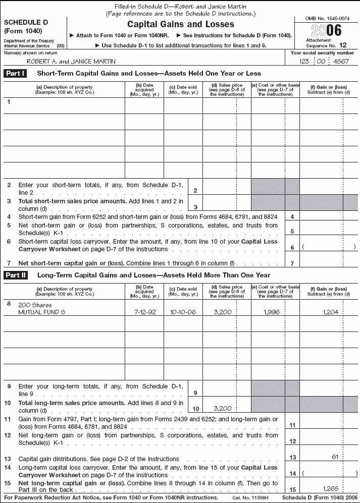 Schedule D, page 1