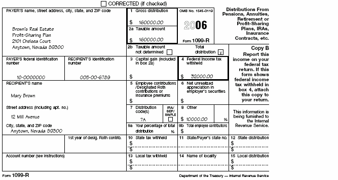 Illustrated Form 1099-R for Mary Brown