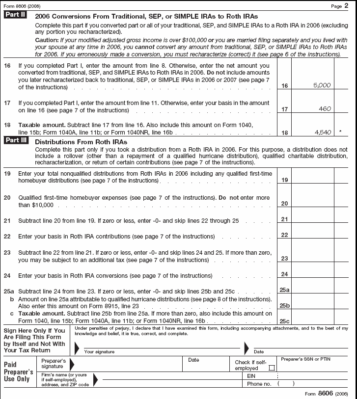 Form 8606 - Page 2 - Rose Green