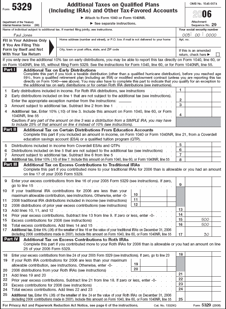 Form 5329, page 1 Paul Jones