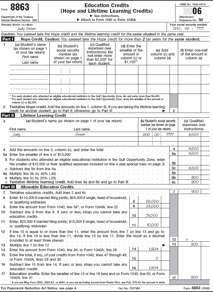 Form 8863 for Jim Grant