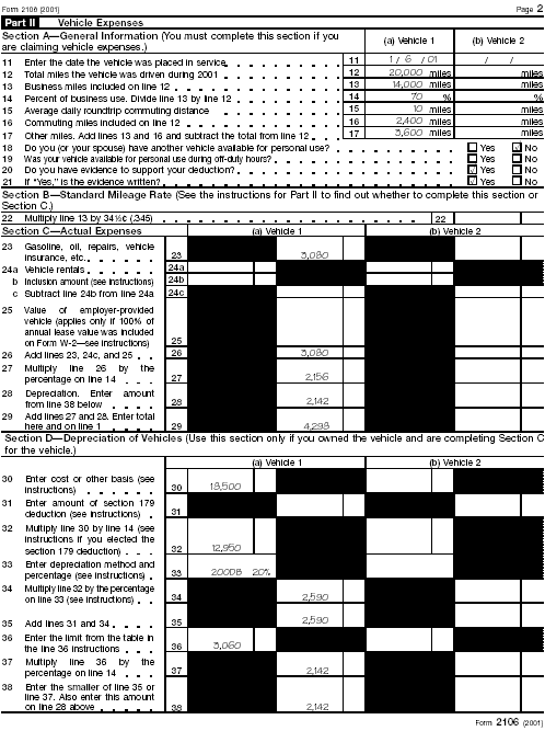 Form 2106, Page 2, for Bob Smith