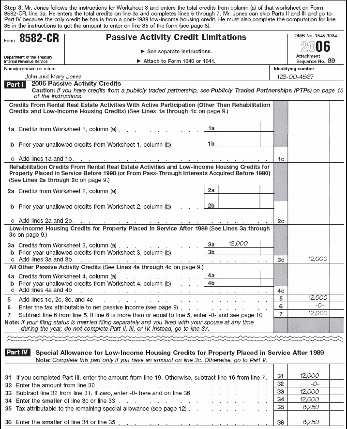 Jones example Form 8582-CR