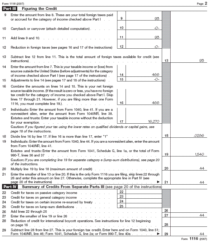 Form 1116, page 2 for Betsy Wilson 