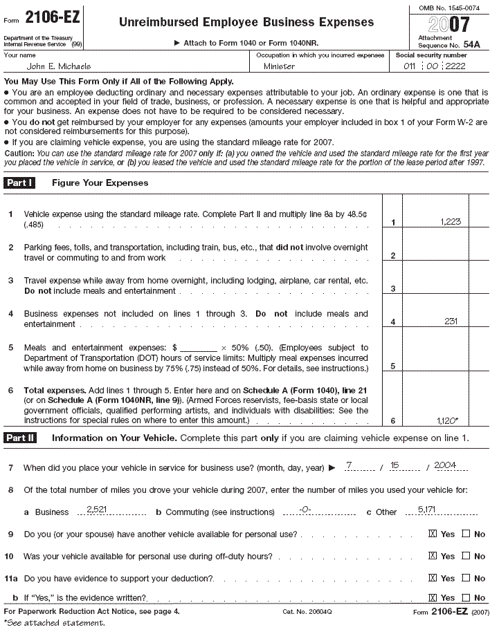 Form 2106-EZ 