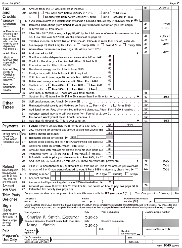 Page 2 of Form 1040 for John R. Smith