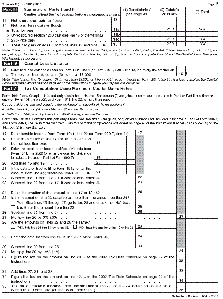 Schedule D, page 2, Form 1041