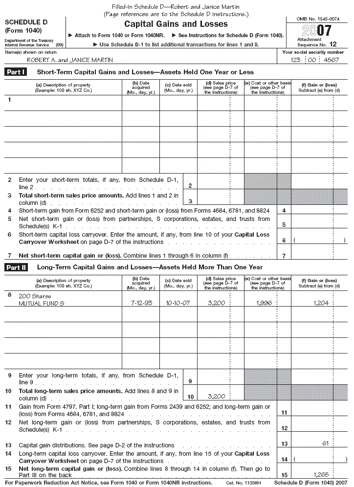 Schedule D, page 1