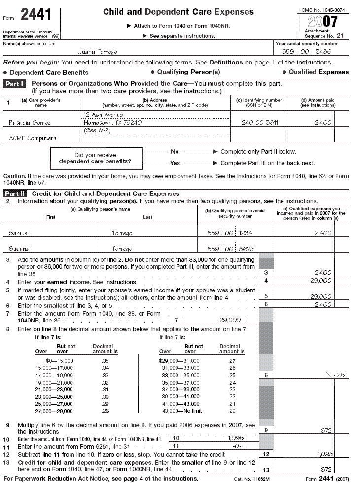 Form 2441,Forms: 2441Page 1