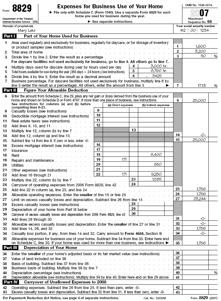 Figure B—Part I of Form 8829