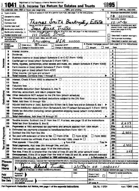 Sample Form 1041